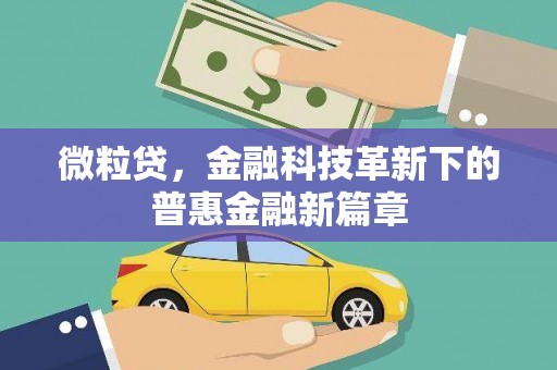 华阴微粒贷，金融科技革新下的普惠金融新篇章