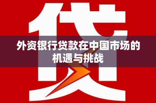 华阴外资银行贷款在中国市场的机遇与挑战
