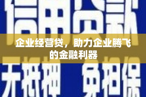 华阴企业经营贷，助力企业腾飞的金融利器