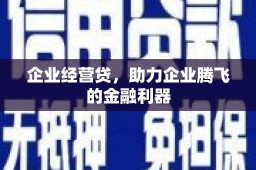华阴企业经营贷，助力企业腾飞的金融利器