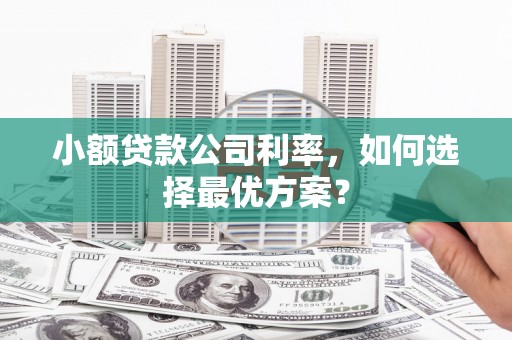 华阴小额贷款公司利率，如何选择最优方案？