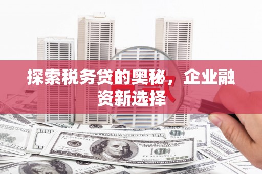 华阴探索税务贷的奥秘，企业融资新选择