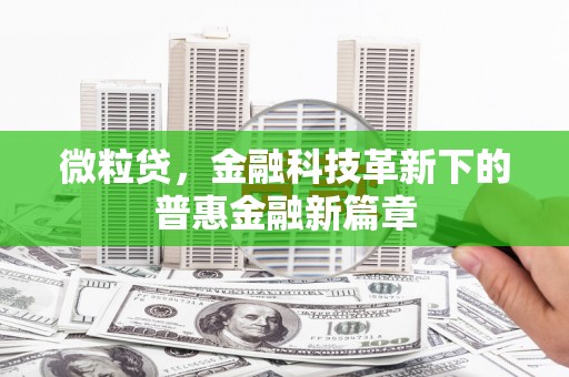 华阴微粒贷，金融科技革新下的普惠金融新篇章