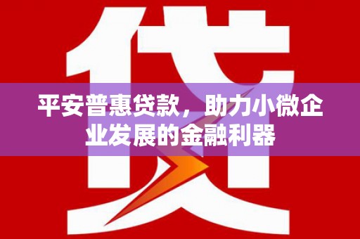 华阴平安普惠贷款，助力小微企业发展的金融利器