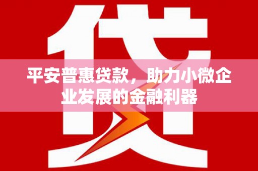 华阴平安普惠贷款，助力小微企业发展的金融利器